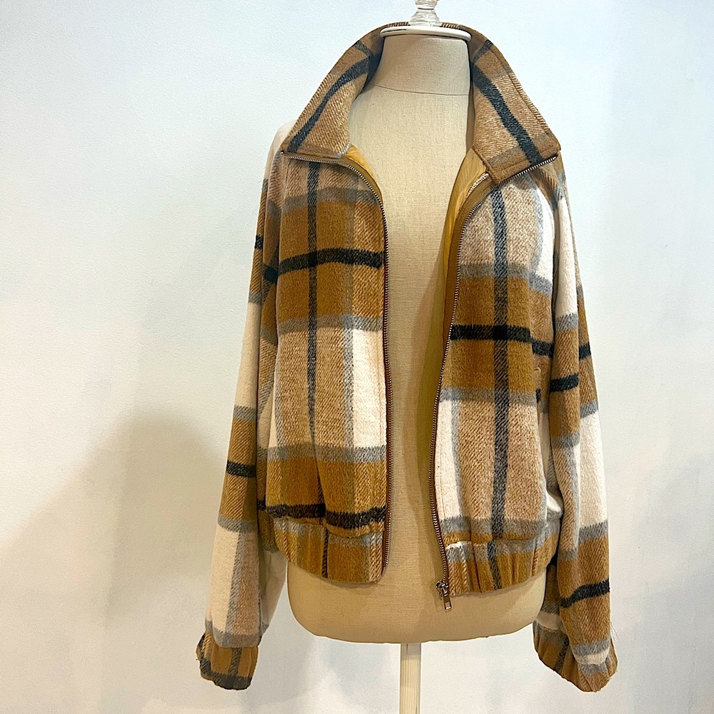 Soft Plaid Zip Up Jacket
